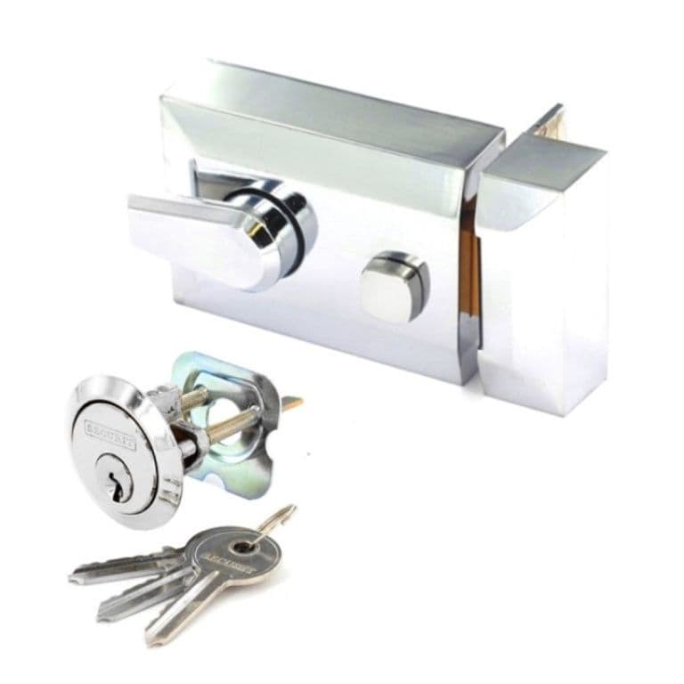 Securit Polished Chrome Double Locking Nightlatch - Standard
