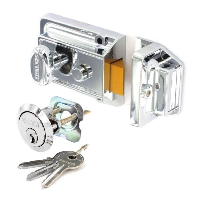 Securit Polished Chrome Night Latch (3 Keys) - Standard