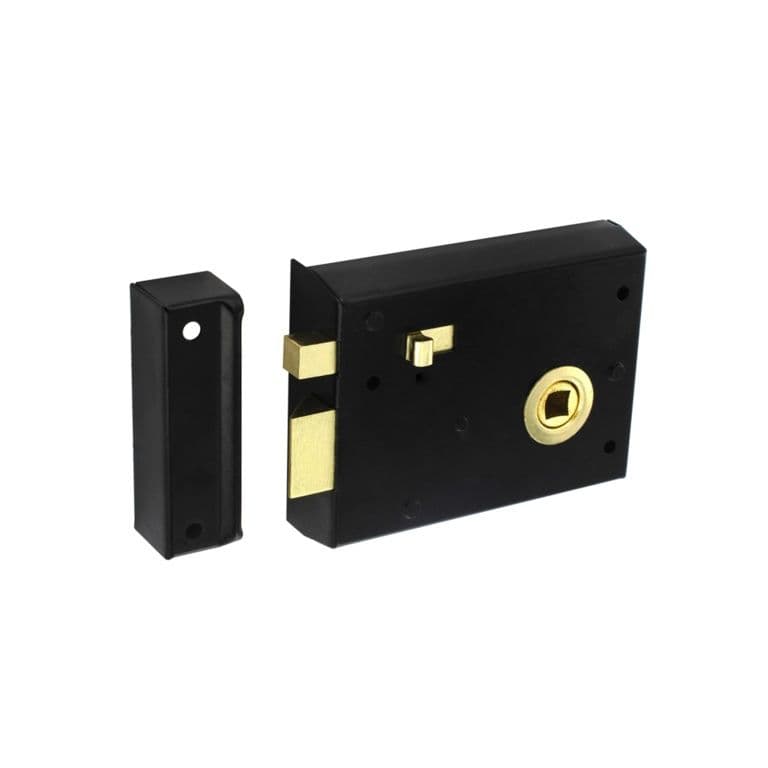Securit Rim Latch With Snib Black - 100mm