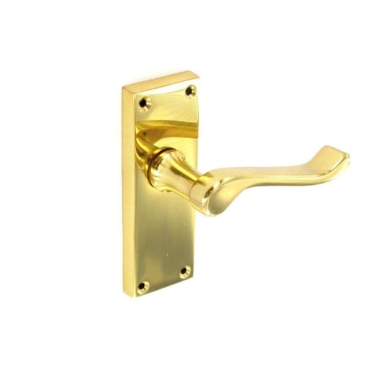 Securit Scroll Brass Latch Handles (Pair) - 120mm