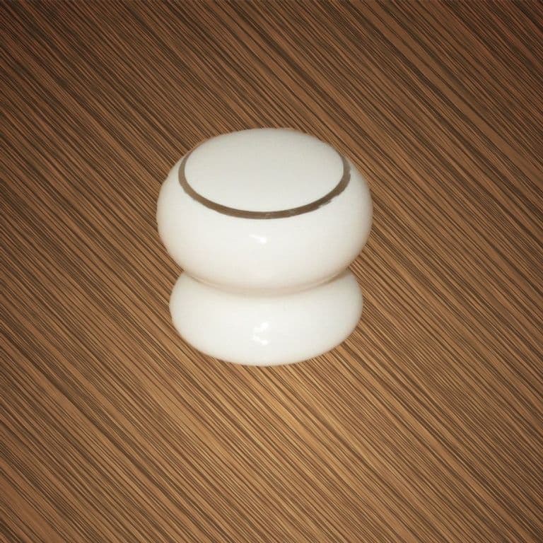 Securit White/Goldline Ceramic Knobs (2) - 35mm