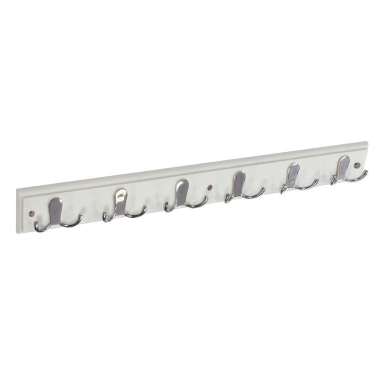 Securit White Hat & Coat Board - 6 Chrome Plated Double Hooks