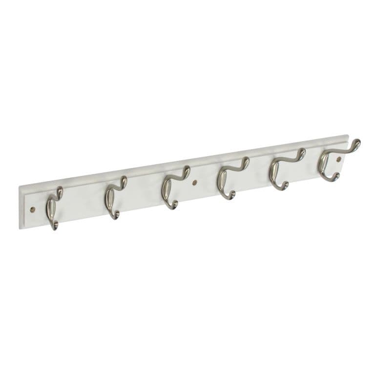 Securit White Hat & Coat Board - 6 Satin Hooks