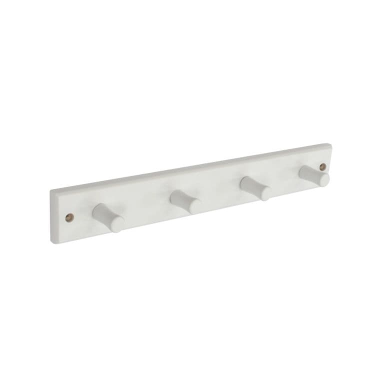 Securit Wood Hook Rail With 4 Hooks - White