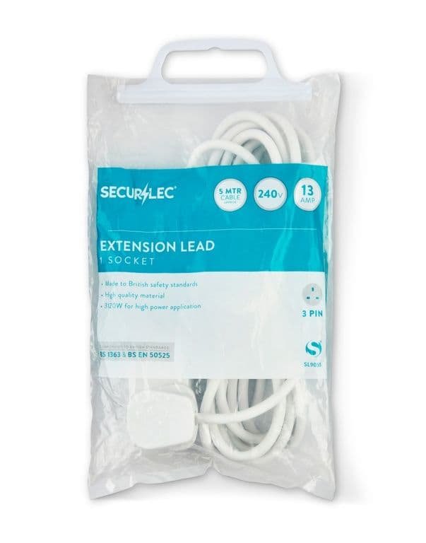 Securlec 1 Gang Extension Lead - 5m 13 Amp