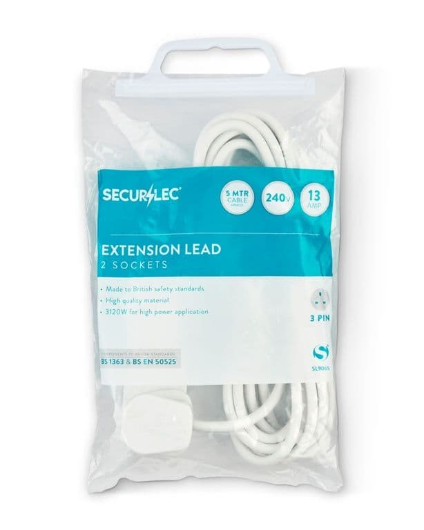 Securlec 2 Gang Extension Lead - 13 Amp 5m