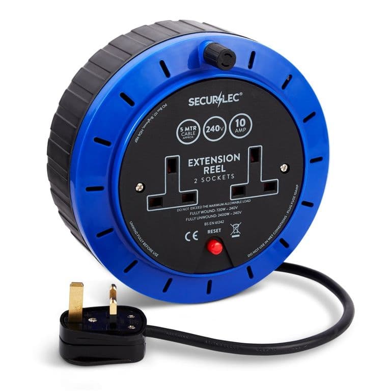 Securlec 2 Socket Extension Reel - 10 Amp 5m