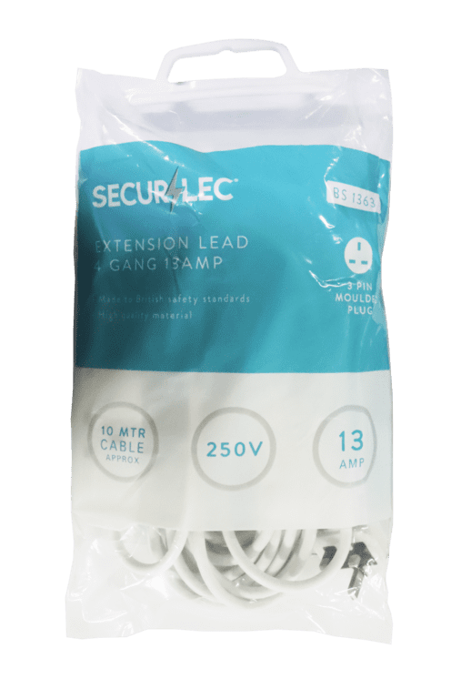 Securlec 4 Gang Extension Lead With 1 x USB-A & 1 x USB-C - 2m