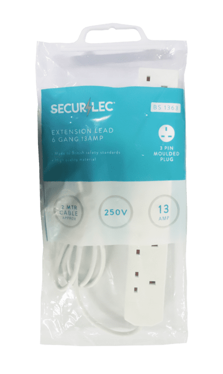 Securlec 6 Gang Extension Lead - 2m 13 Amp