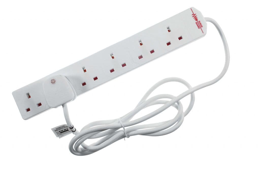Securlec 6 Gang Extension Lead With Neon Light & Surge Protection - 2m