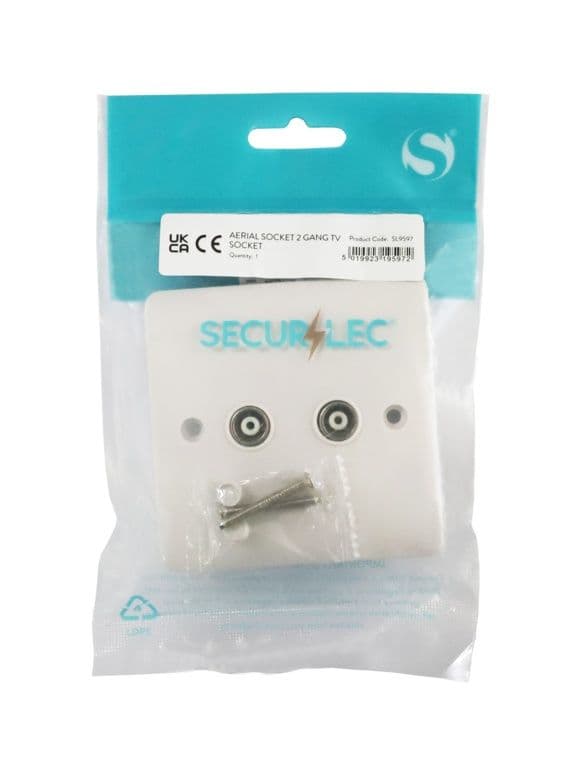 Securlec Aerial Socket 2 Gang TV Socket - Skin Packed