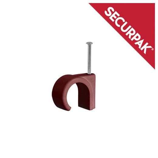 Securpak Round Cable Clips Pack 20 - 7.0mm Brown