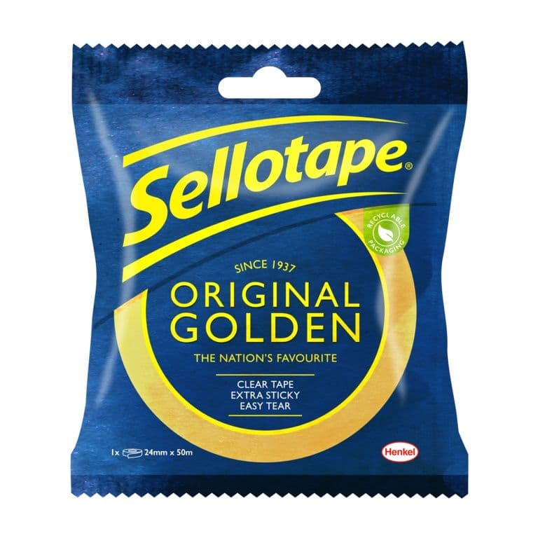 Sellotape Original Golden Tape - 24mm x 50m Clip Strip of 12
