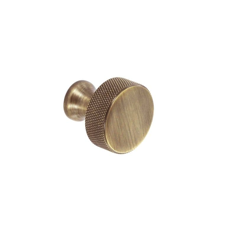Smiths Architectural Solid Brass Knurled Knob 32mm - Antique Brass