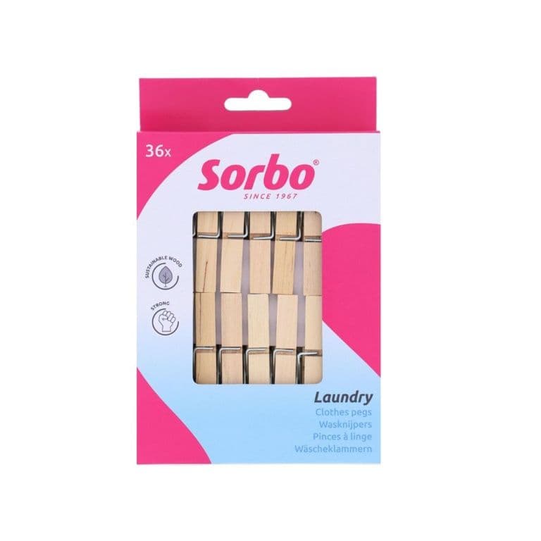 Sorbo Wooden Pegs - Pack 36