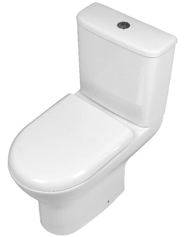 SP One Box Pure Close Coupled Rimless Round Toilet & Seat - W: 390mm H: 790mm D: 635mm