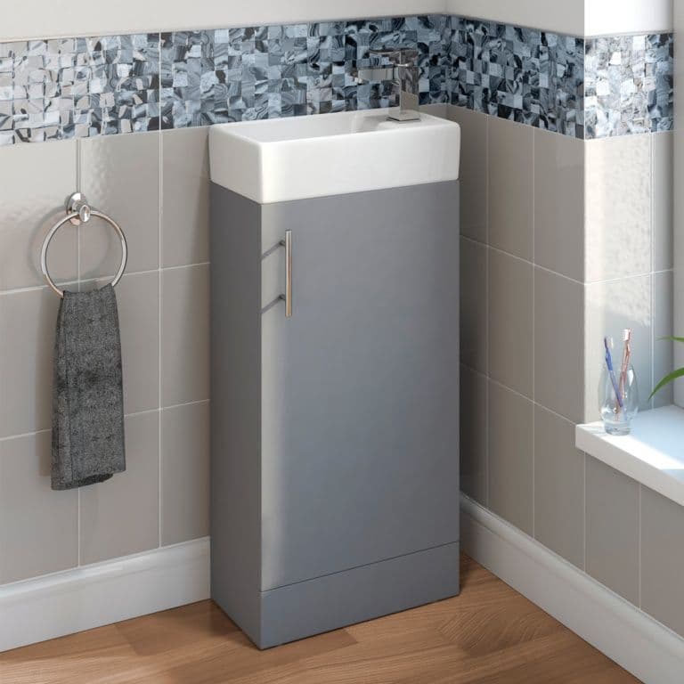 SP Rydal Floor Standing Mini Cabinet & Basin Grey - 400mm