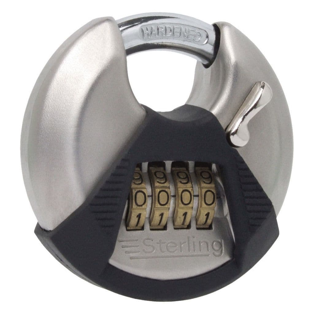 Sterling High Security 4-Dial Combination Lock, Closed Shackle Disc Padlock - 70mm