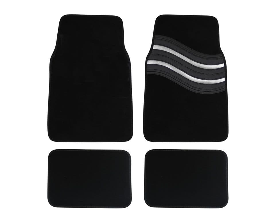Streetwize Wave Carpet Car Mat Set - Silver