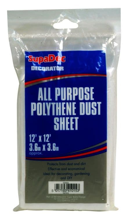 SupaDec All Purpose Polythene Dust Sheets - 12' x 12'