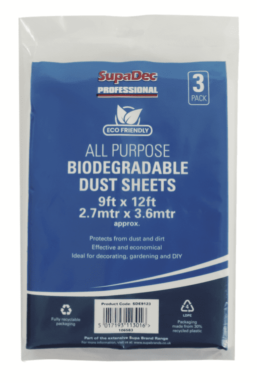 SupaDec Bio-Degradable Dust Sheet Triple Pack - 12ft x 9ft (2.7m x 3.6 ...