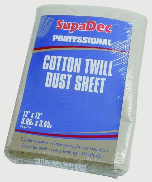 SupaDec Cotton Twill Dust Sheet - 12' x 12' (3.6m x 3.6m) approx
