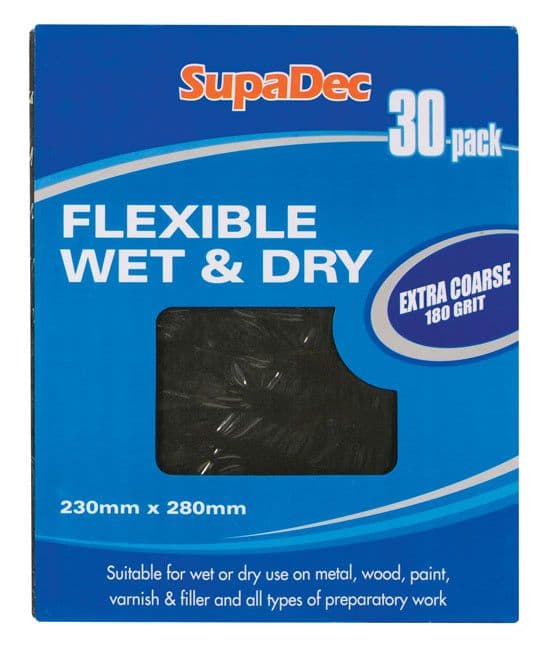SupaDec Flexible Wet & Dry Paper - Extra Coarse 180 Grade Pack 30