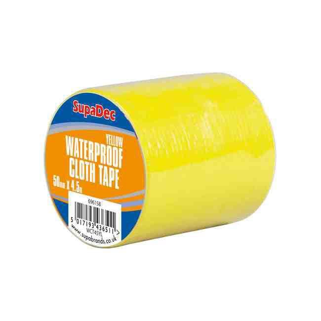 SupaDec Waterproof Cloth Tape - 48mm x 4.5m Yellow