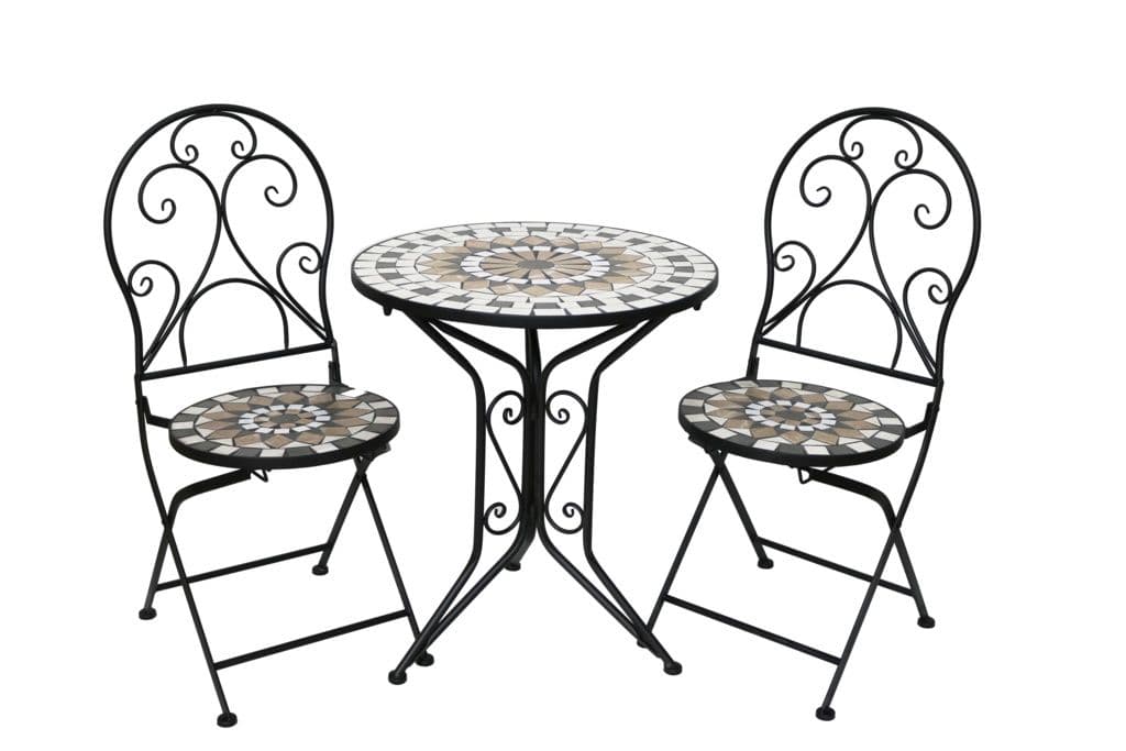 SupaGarden Ceramic Bistro Set - White Stone