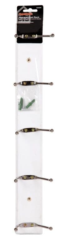 SupaHome Hat and Coat Rack with 5 Hooks - White Finish