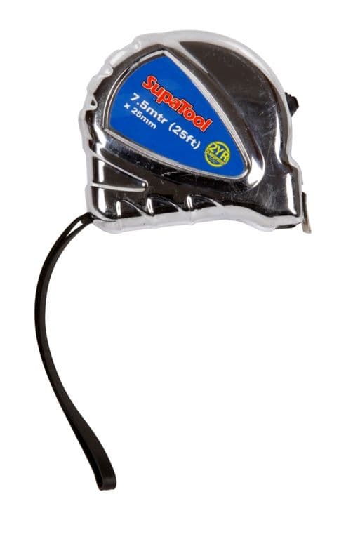SupaTool Chrome Plated Tape Measure - 7.5m x 25mm