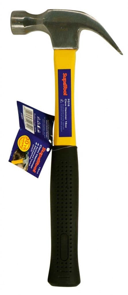 SupaTool Claw Hammer With Fibreglass Shaft - 16oz