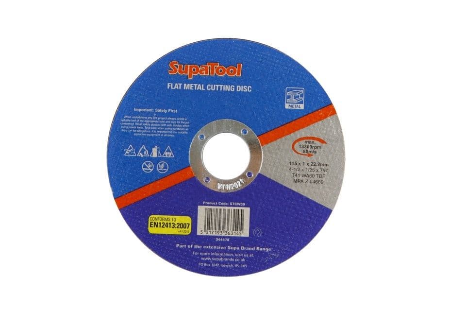 SupaTool Flat Metal Cutting Disc - 115mmx1mm
