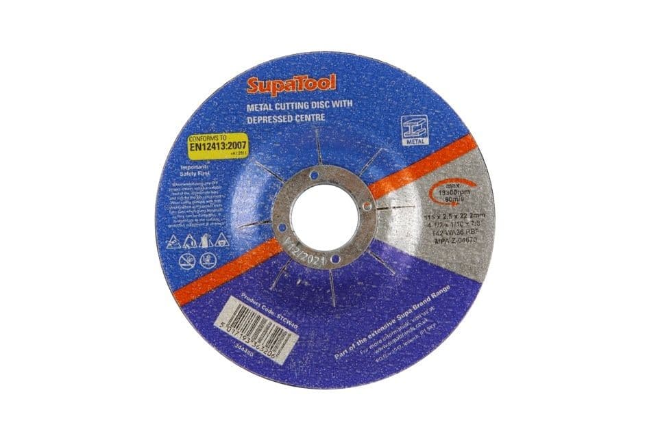 SupaTool Metal Cutting Disc With Depressed Centre - 115mmx2.5mm