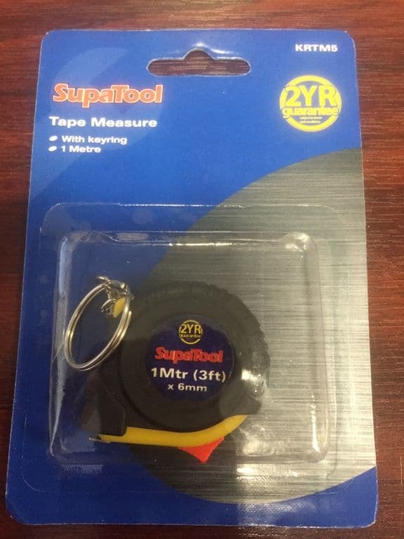 SupaTool Mini Tape Measure With Keyring - 1m