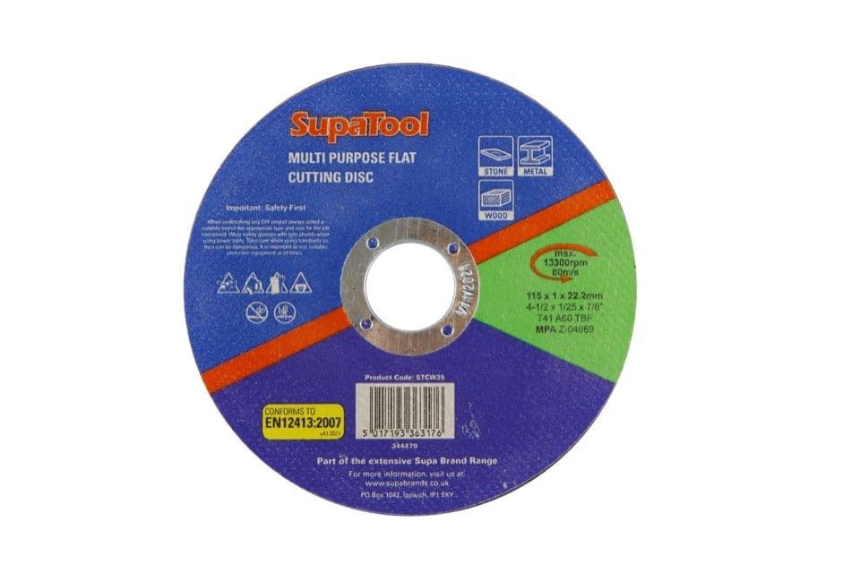 SupaTool Multi Purpose Flat Cutting Disc - 115mmx1mm