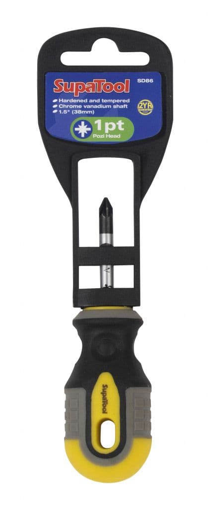 SupaTool Pozi Head Stubby Screwdriver - 38mm x 1pt