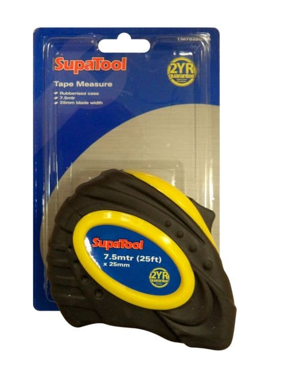 SupaTool Rubberised Tape Measure - 7.5m x 25mm