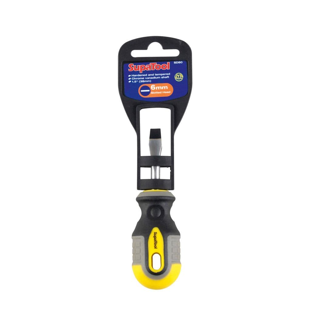 SupaTool Slotted Head Stubby Screwdriver - 38mm x 6mm