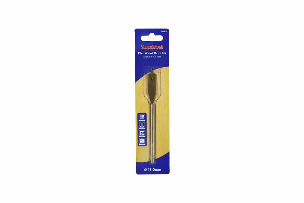 SupaTool Titanium Coated Flat Wood Drill Bits - 13mm