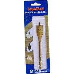SupaTool Titanium Coated Flat Wood Drill Bits - 20mm