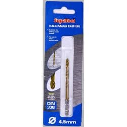 SupaTool Titanium Coated HSS Drill Bits - 4.5x80mm