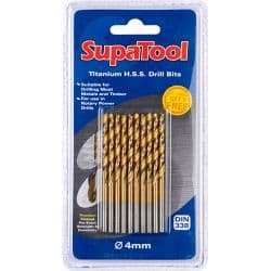 SupaTool Titanium Coated HSS Drill Bits - 4x75mm 10 Piece