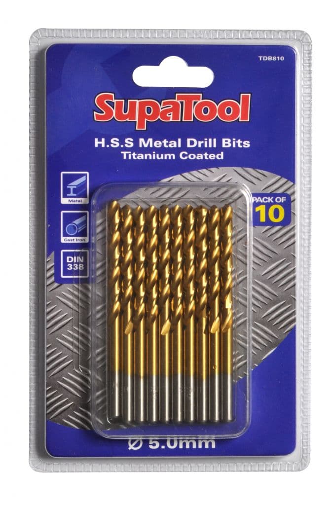 SupaTool Titanium Coated HSS Drill Bits - 5x86mm 10 Piece