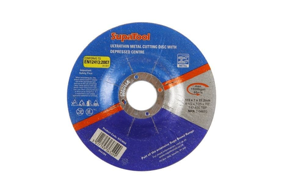 SupaTool Ultrathin Metal Cutting Disc With Depressed Centre - 115mm x 1mm