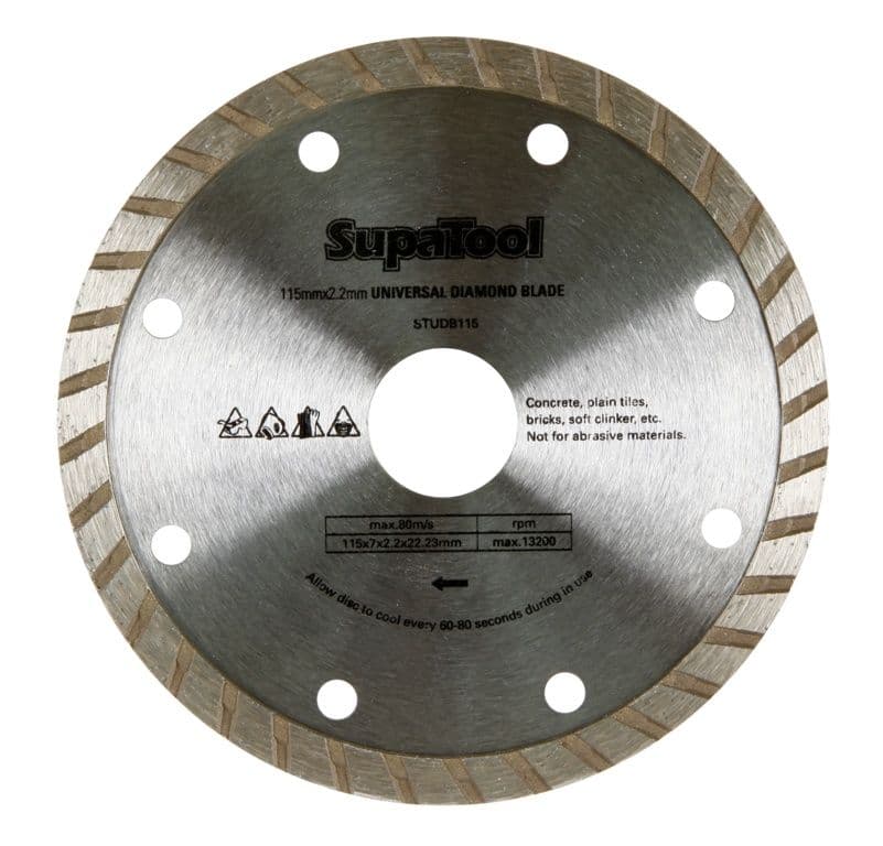 SupaTool Universal Diamond Blade - 115 x 7 x 2.2 x 22.23mm.