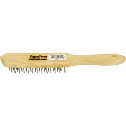 SupaTool Wire Brush With Oak Handle - 4 Rows