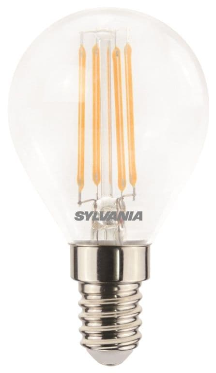Sylvania LED Retro Ball Lamp Clear 470 Lumen E14 SES - Warm White