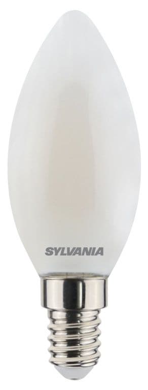 Sylvania LED Retro Candle Lamp Satin 470 Lumen E14 SES - Warm White