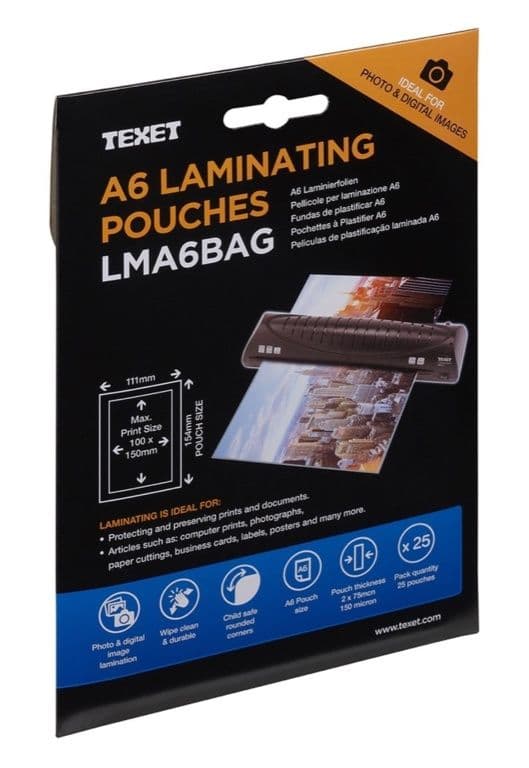 Texet Laminating Pouches A6 - Pack of 25